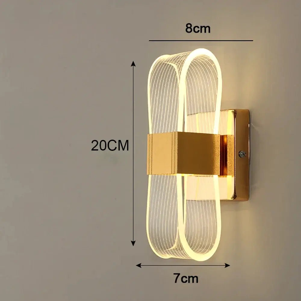Simples Market Nordic luxury LED wall lamp; gold aluminum double-loop wall sconce for modern living rooms