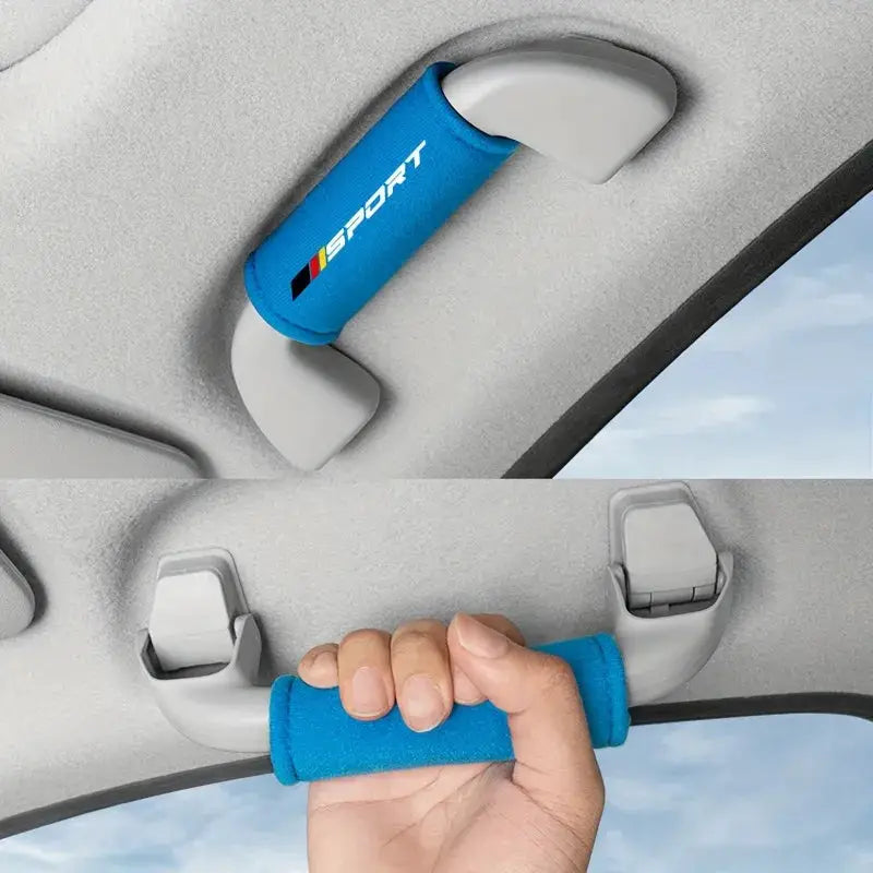 1pc Simples Market blue fluffy car door handle protector sleeve for vehicle interior