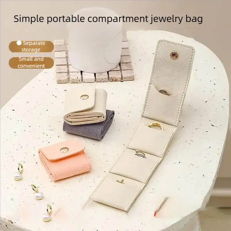 Mini Folding Leather Jewelry Bag For Earrings And Necklace Storage Portable Travel Jewelry Box