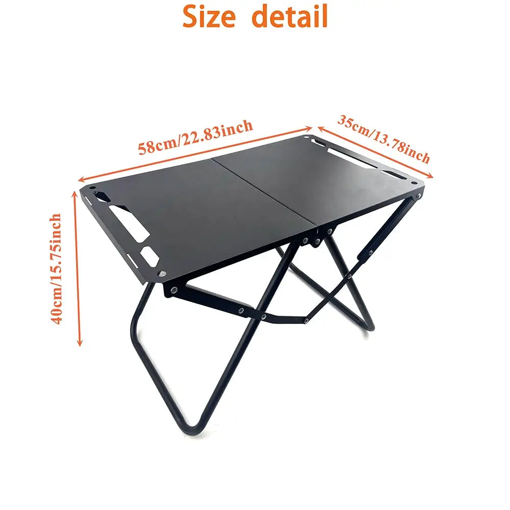 Resistland IGT Portable Outdoor Folding Table for Beach Picnic Camping Carbon Steel Foldable Edge With Hooks