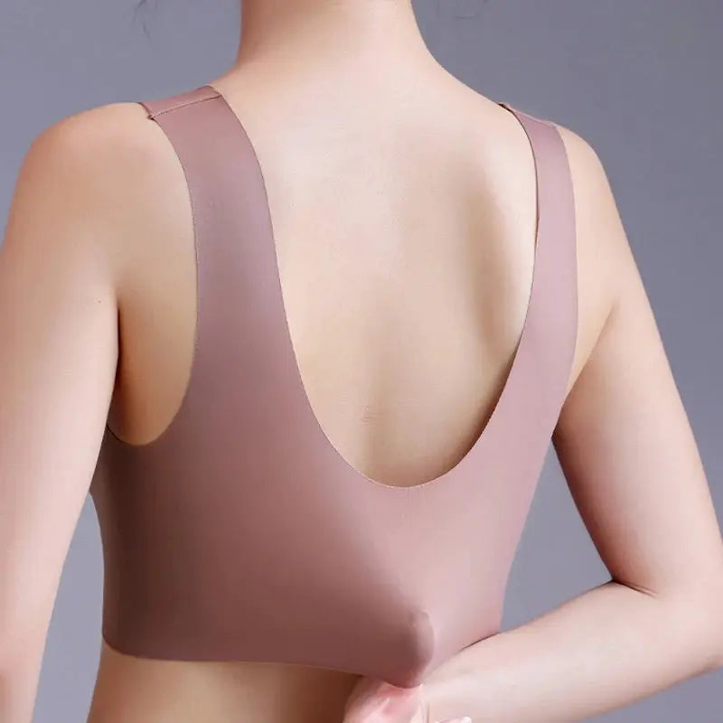 FallSweet seamless ice silk wireless bra in dusty pink by Simples Market