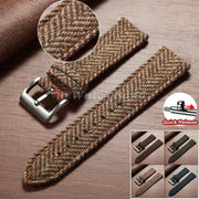 HeritageForge Quick Release Weave Bracelet For Omega And Seiko Vintage Cowhide Tweed Nylon Strap 18mm 20mm 22mm