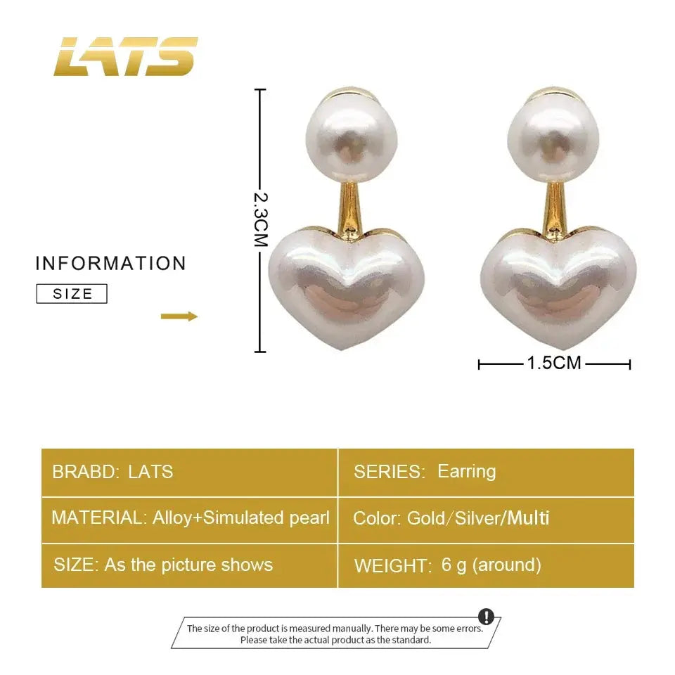 Heart Pearl Drop Earrings For Women New Fashion Sweet Elegant Trend Jewelry Accessories