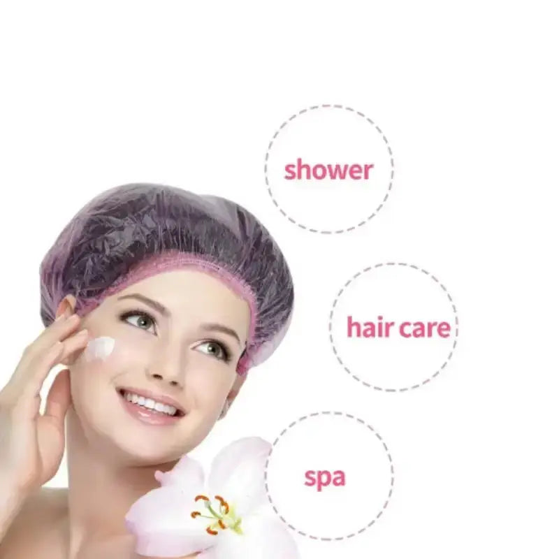 80 Pack Waterproof Disposable Shower Caps For Women With Elastic Band Thickened PE Plastic Head Cover For Hair Dye