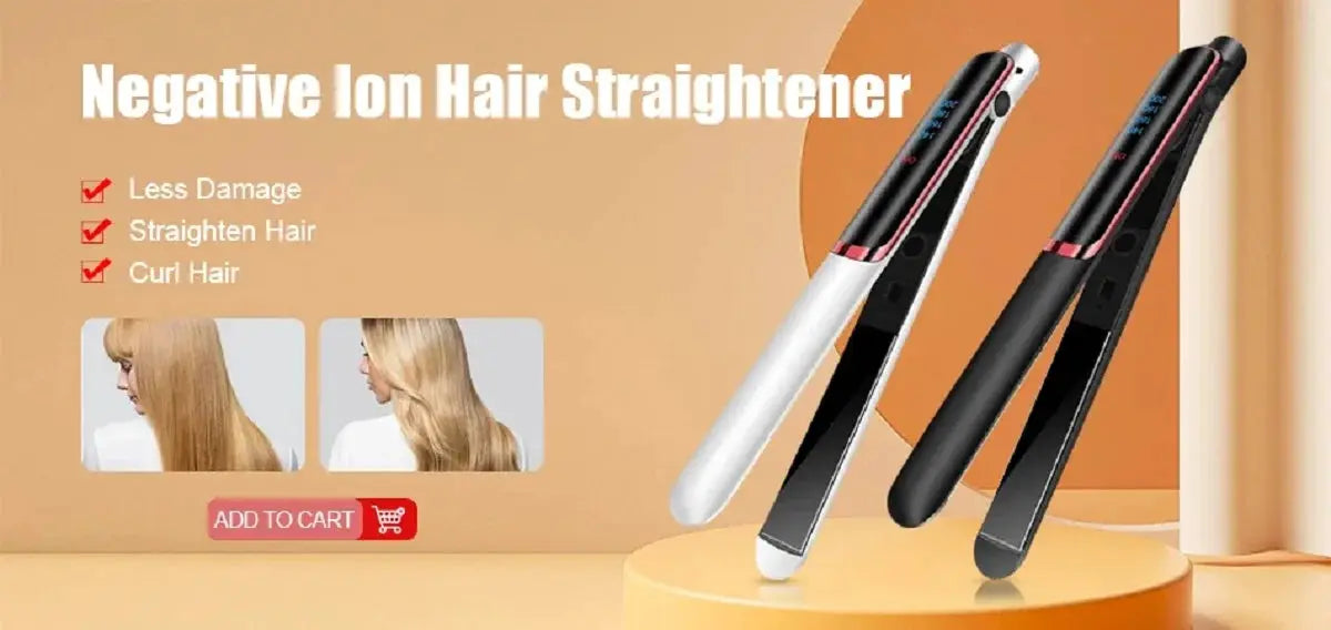 Two pink ceramic flat irons by Simples Market with ceramic floating plates