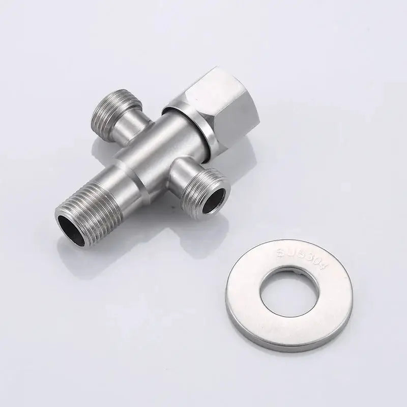Stainless steel two-way angle valve faucet connector by Simples Market, G1/2 thread inlet