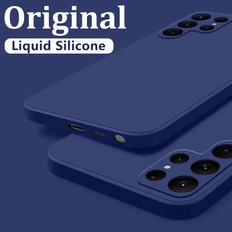 Blue liquid silicone shockproof phone case for Samsung Galaxy S26/S24/S23/S22/S25 Ultra by Simples Market, 2-pack.