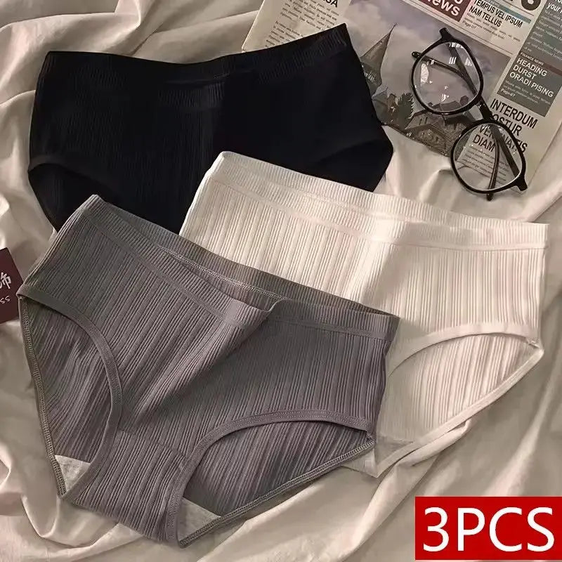 CottonCare Womens Panties Three Piece Set Breathable Mid Rise Briefs Plus Size Sports Style Underwear