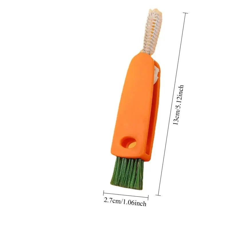 Simples Market orange dual-ended bottle cleaning brush for bottle caps and straws, 13 cm long