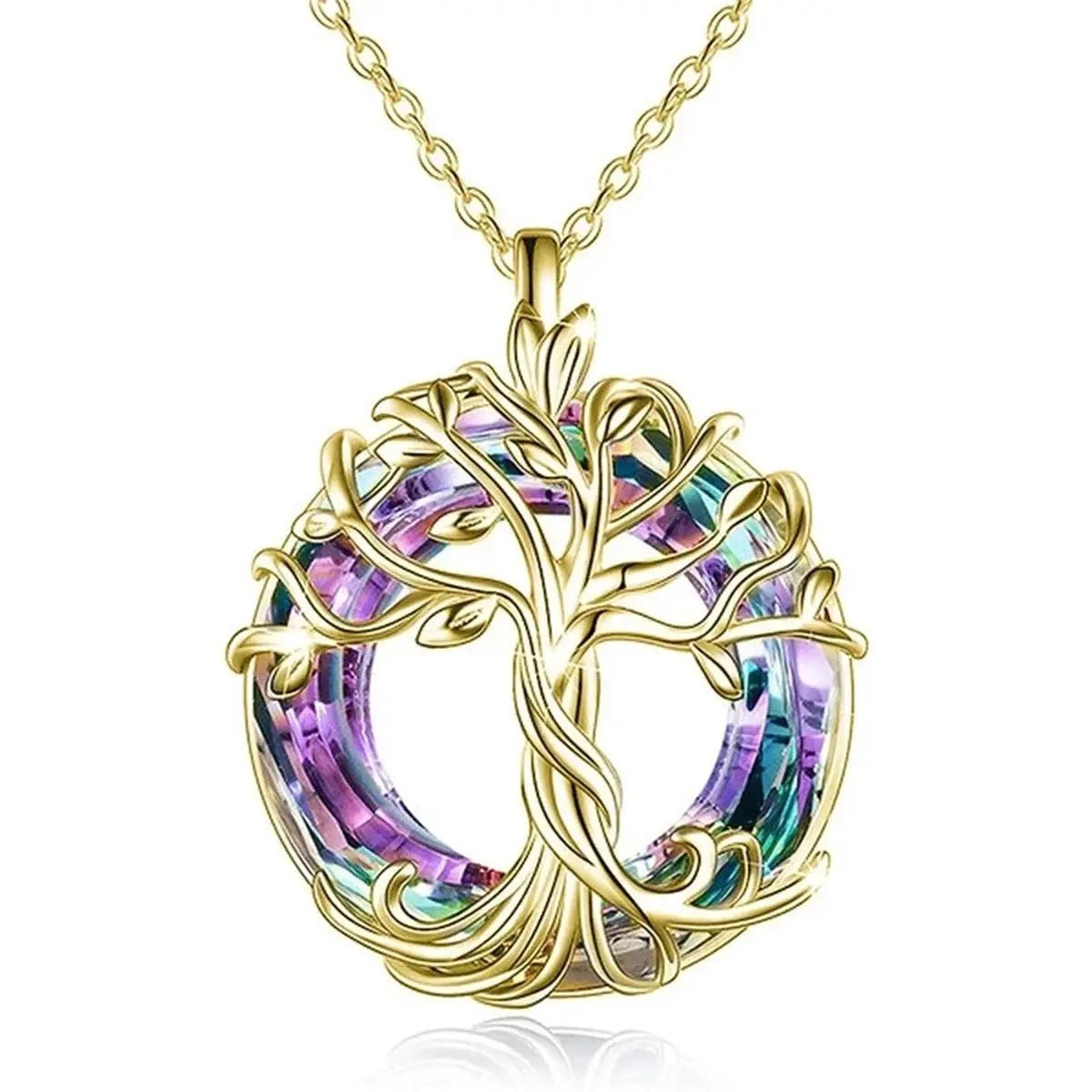 Tree Of Life Necklace With Circle Crystal Exquisite Family Tree Pendant Jewelry Gift For Women Mom Daughter - Simples Market