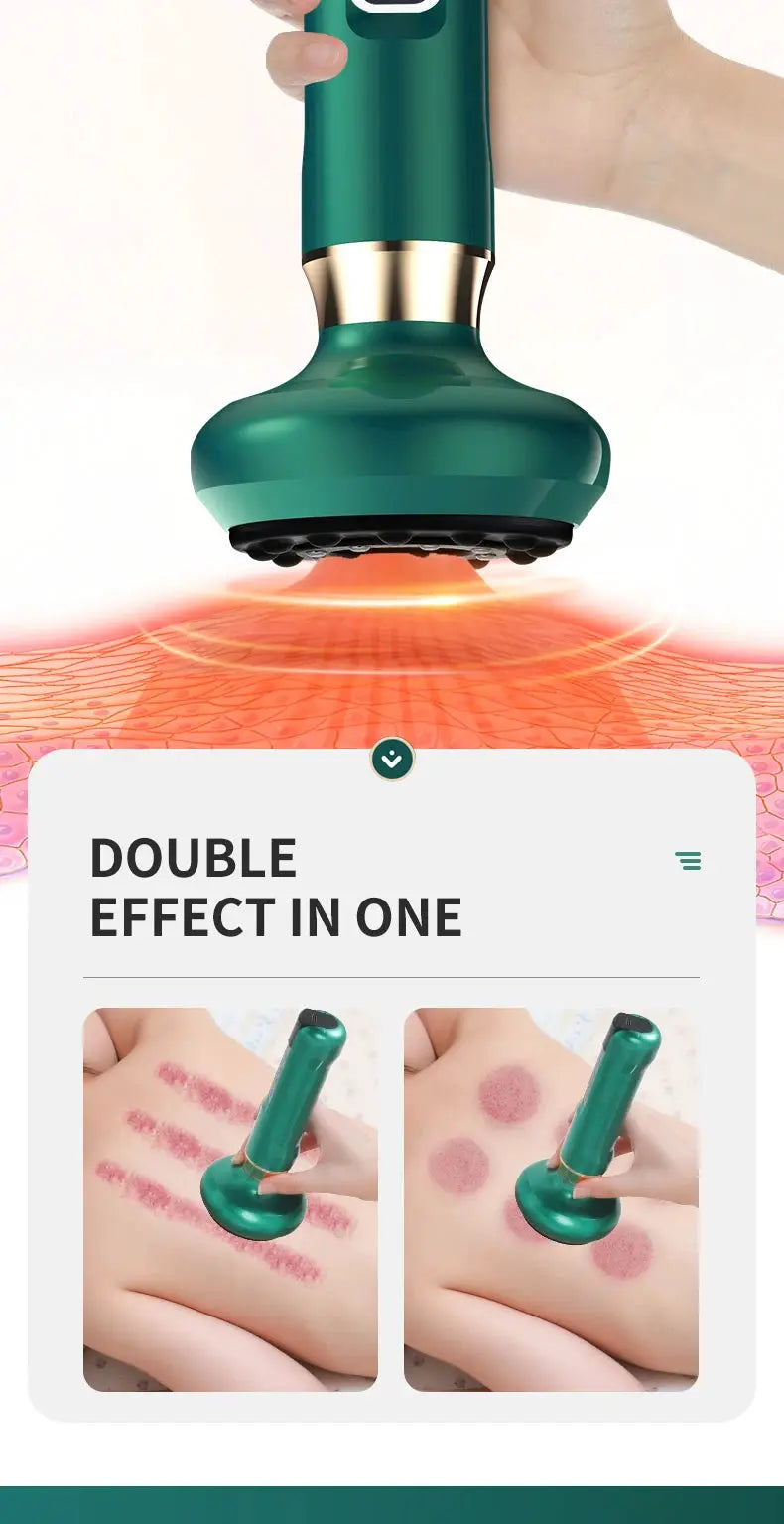 Simples Market tricolor green and gold electric massager with vacuum suction cup and infrared heat