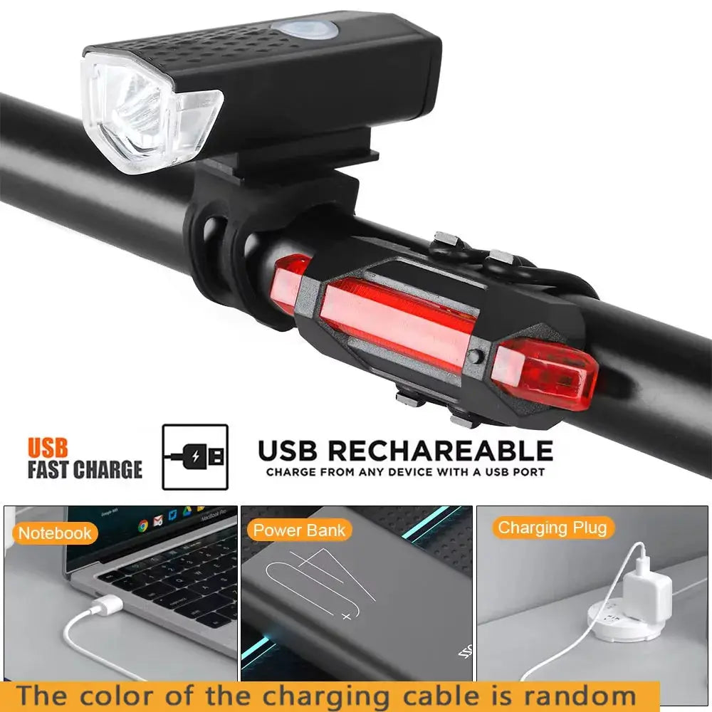 Cycle Zone USB Rechargeable Bike Front Light And Taillight With Red LED 3 Modes Easy Install