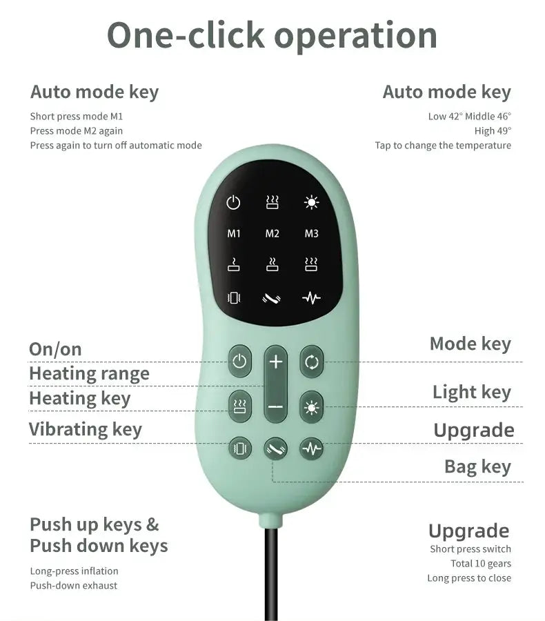 Electric lumbar traction massager remote, mint green inflatable back stretcher by Simples Market with heat.