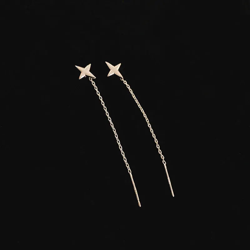Geometric Square Drop Earrings For Women Korean Fashion Gold Color Long Tassel Dangle Party Jewelry Gift