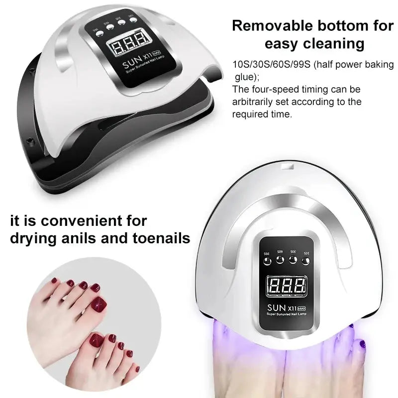 Nail gel kit with white UV nail lamp and manicure tools by Simples Market