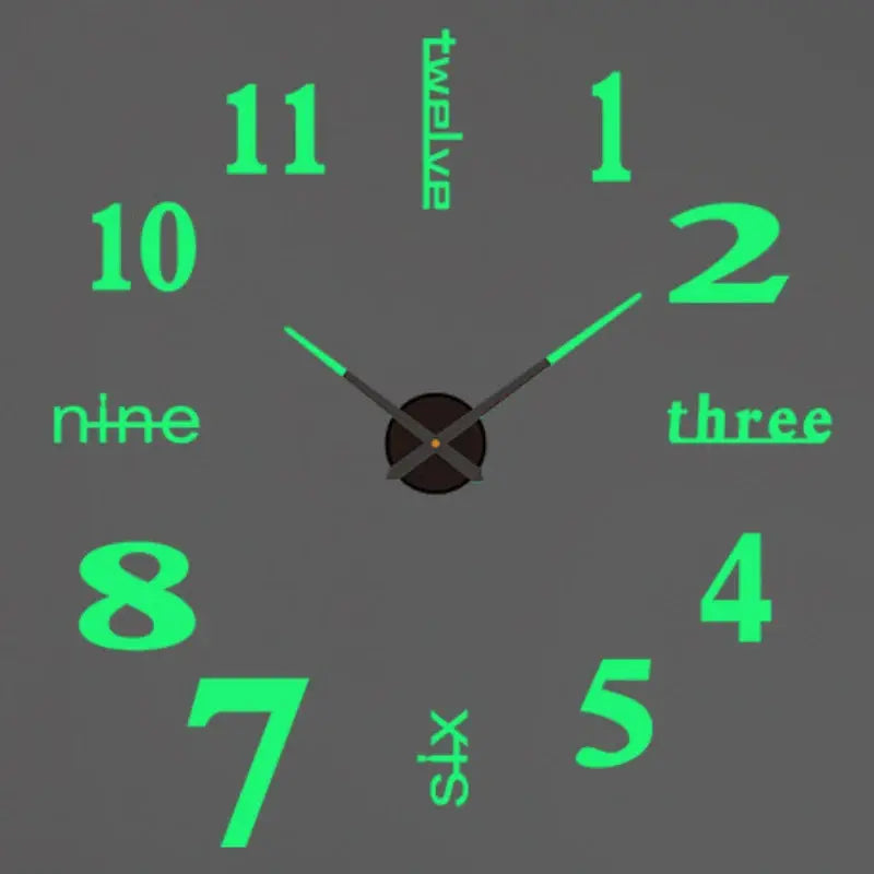 2026 Modern Design Large Wall Clock by Simples Market with neon green numbers on gray wall