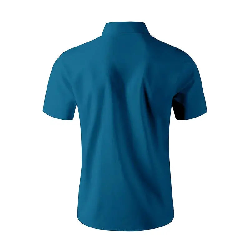 Simples Market men's short-sleeve business casual shirt in teal blue