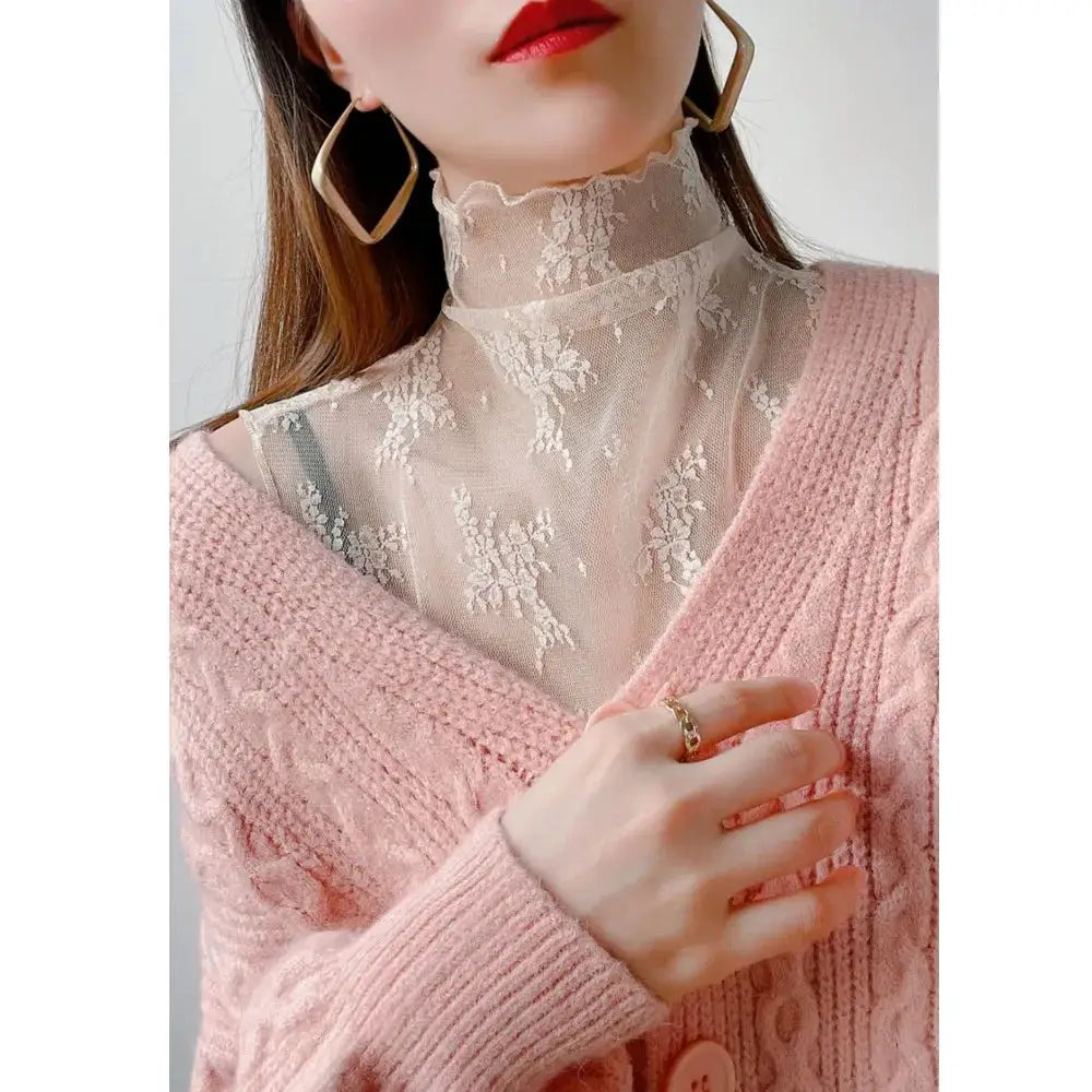 Detachable Lace Floral Fake Collar For Women Gauzy False Collar All Match Slim Lace Tank Top Accessory