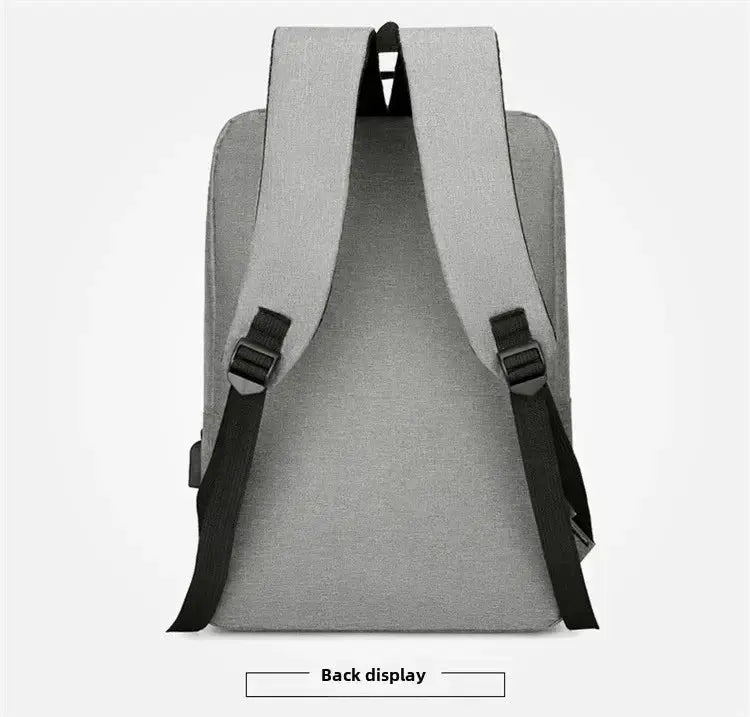 Backpack Simples Market grey anti-theft USB waterproof with padded shoulder straps.