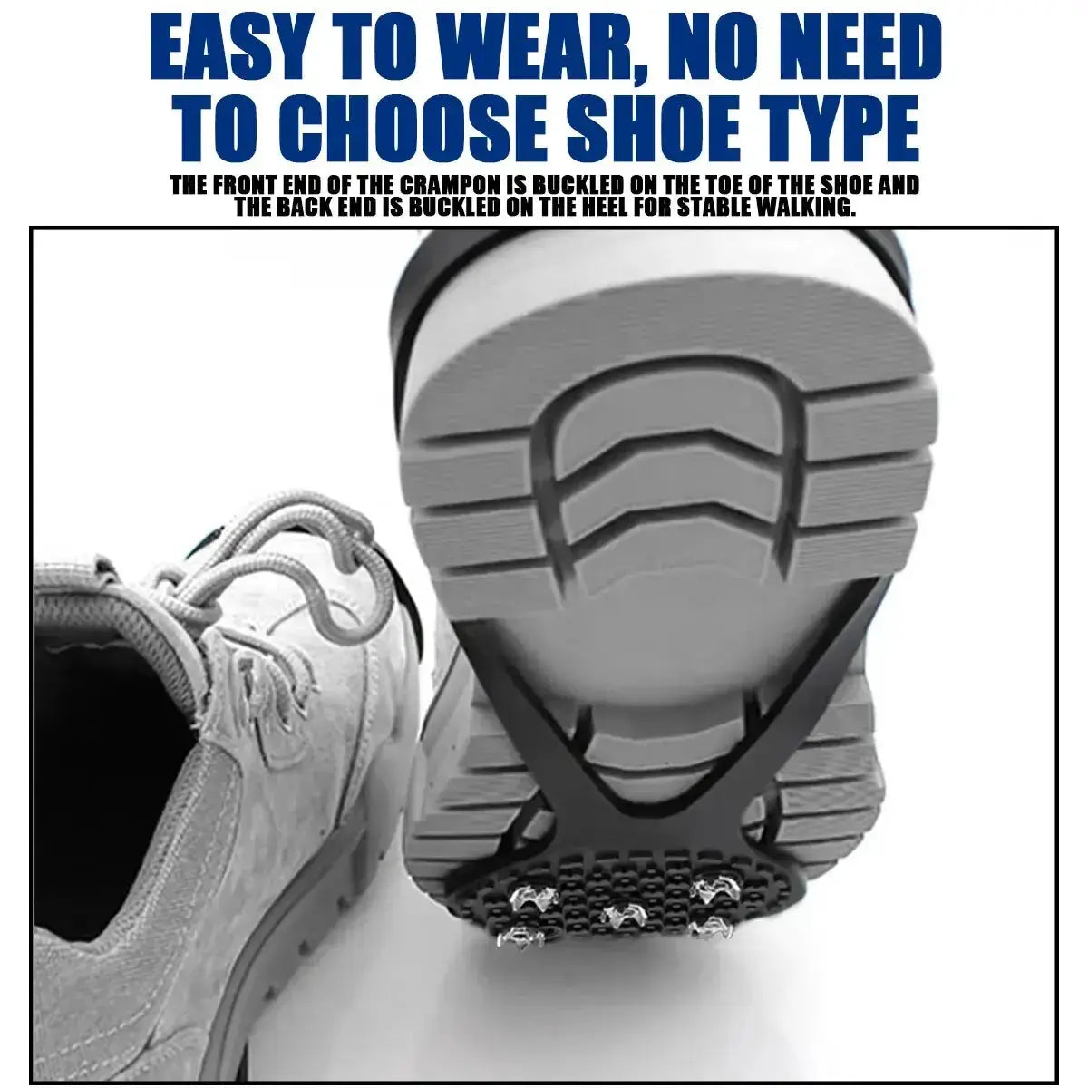 PolarGrip Universal Five Stud Crampons For Ice And Snow Anti Skid Winter Boots Enhanced Traction