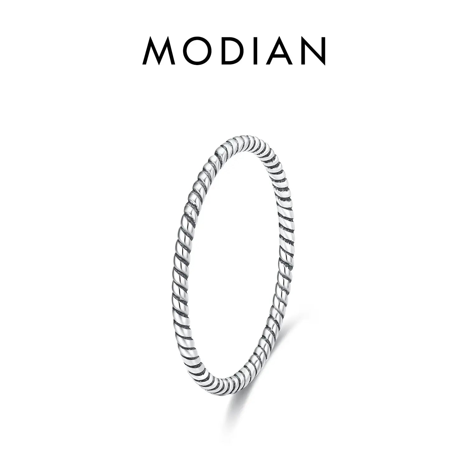 MODIAN 925 Sterling Silver Stackable Ring For Women Simple Fashion Wave Geometric Exquisite Jewelry