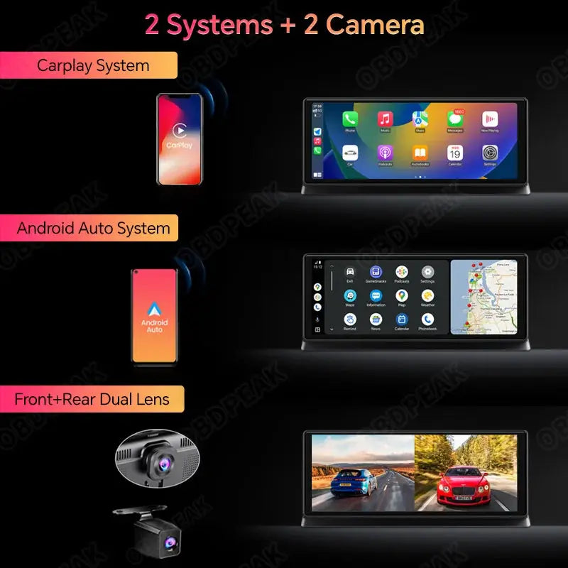 K2 Pro Car DVR 4K Dash Cam Dual Lens Wireless CarPlay Android Auto GPS
