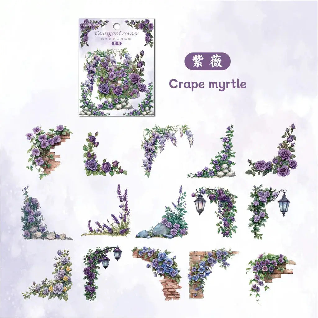 30 Pcs Flowers Corner Stickers PET Sticker Set DIY Diary Decoration Scrapbooking Junk Journal