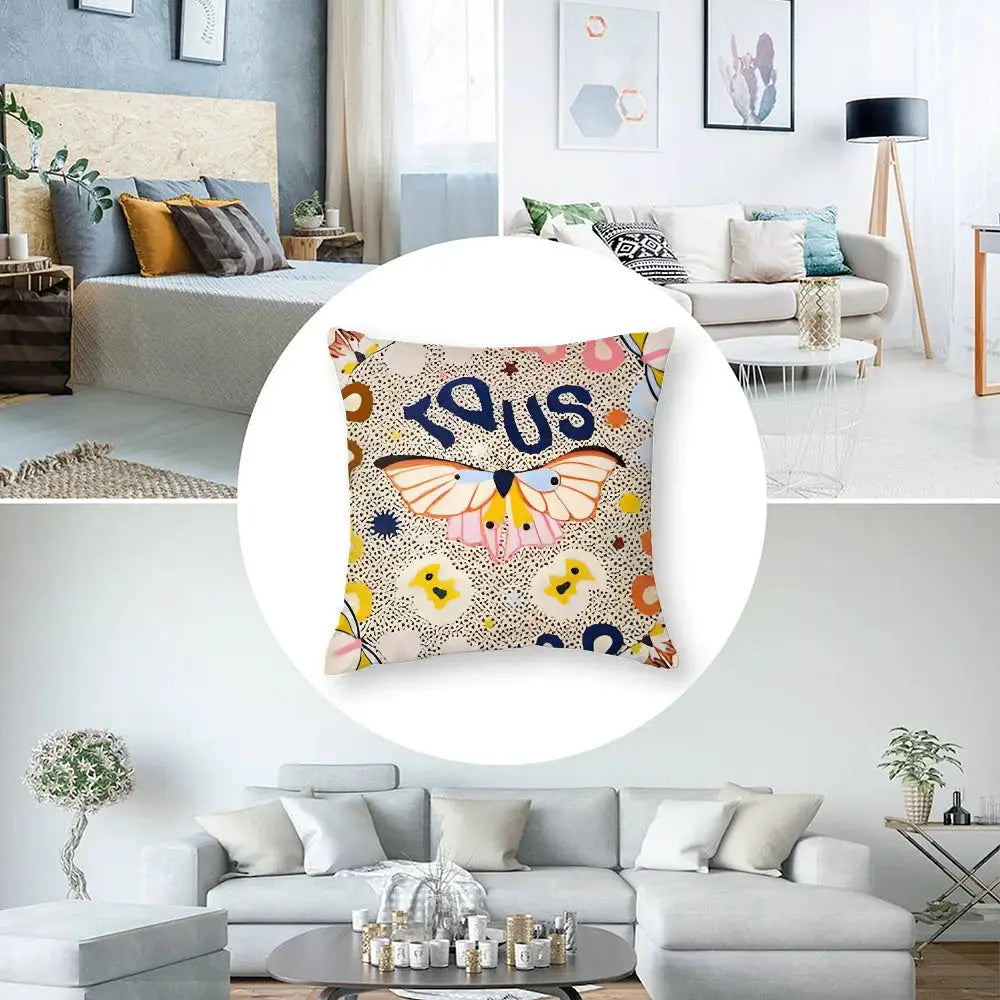 Pillow cover by Simples Market: Crafted Witlove T-tous, plush fabric, double-sided butterfly print