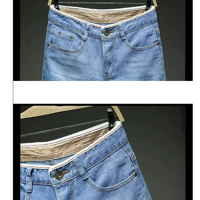 Men's light blue denim shorts, slim fit, Simples Market brand