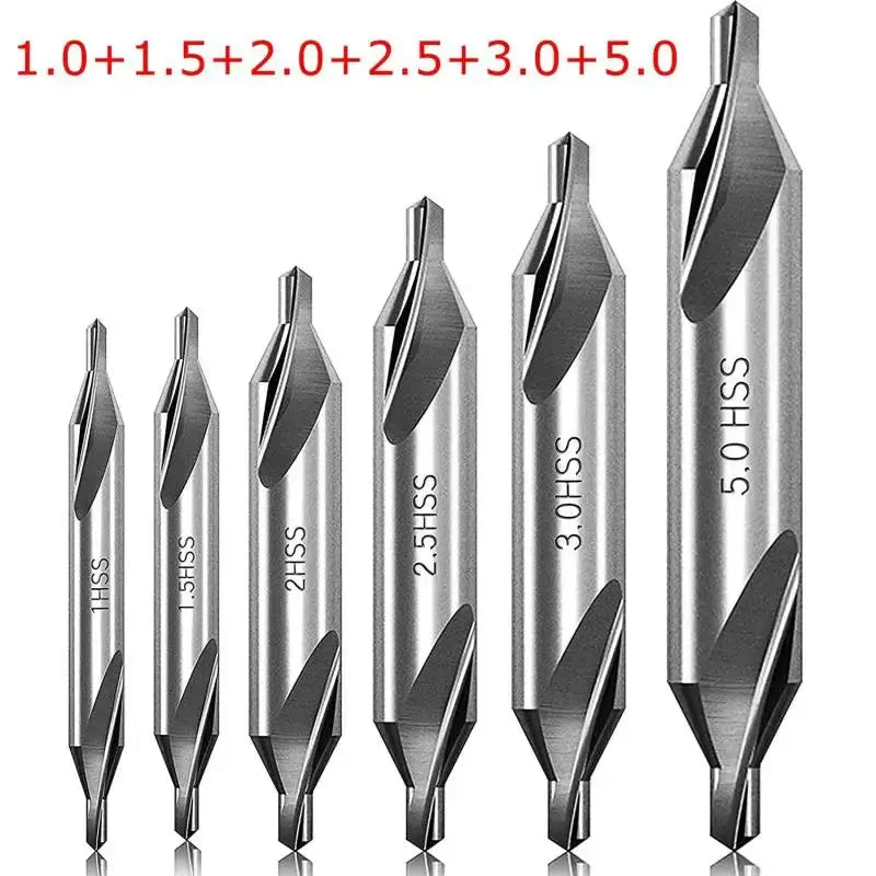 7 Piece Center Drill Bits Set 60 Degree HSS Lathe And Metalworking Countersink Tools