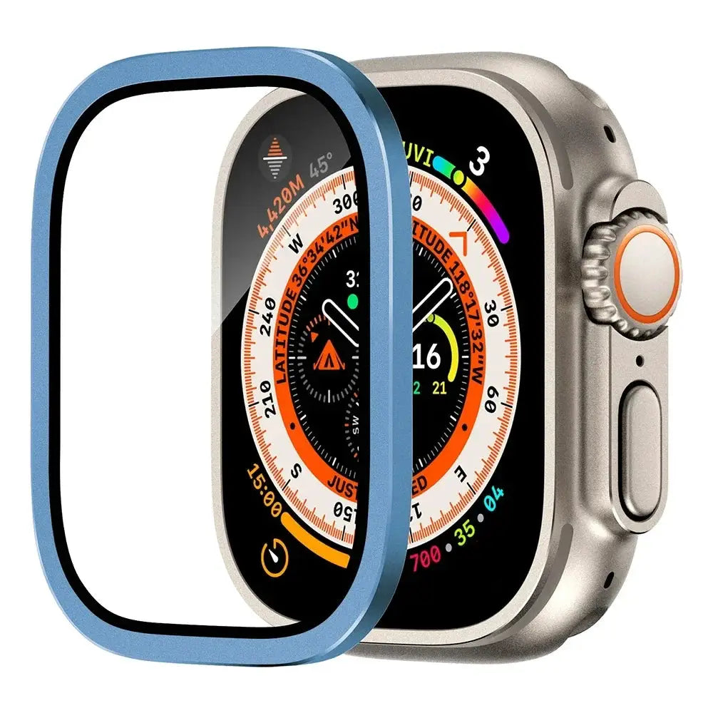 Aluminium Alloy Case+Tempered Glass for Apple Watch Ultra 2 49mm Anti-Scratch Screen Protector for iWatch Ultra 49mm Cover Film