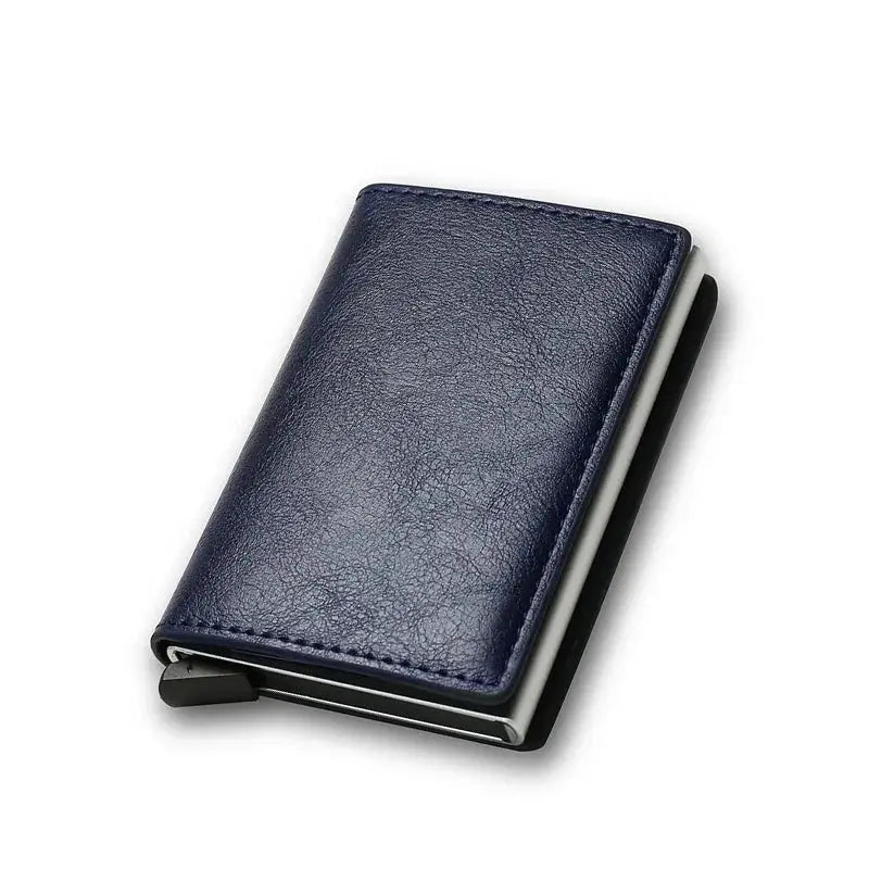 Simples Market blue leather anti-theft RFID wallet with slim minimalist cardholder