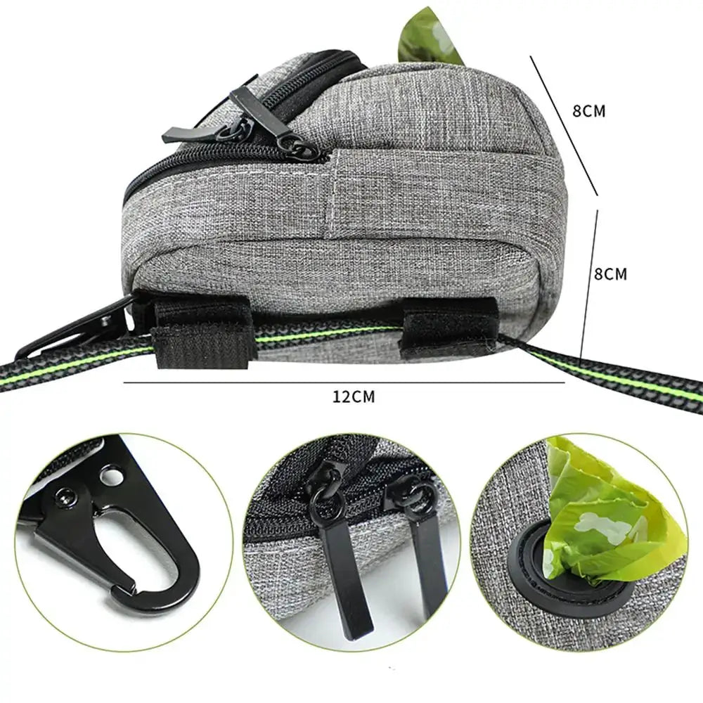 Dog treat pouch by Simples Market, portable multifunction training bag with poop bag dispenser, gray fabric