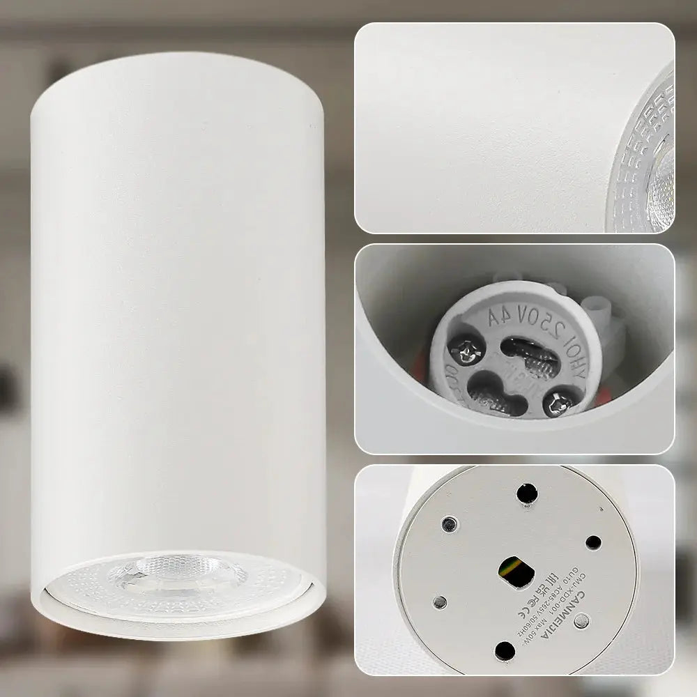GU10 replaceable-bulb LED downlight, cylindrical white ceiling lamp by Simples Market for kitchen and living room