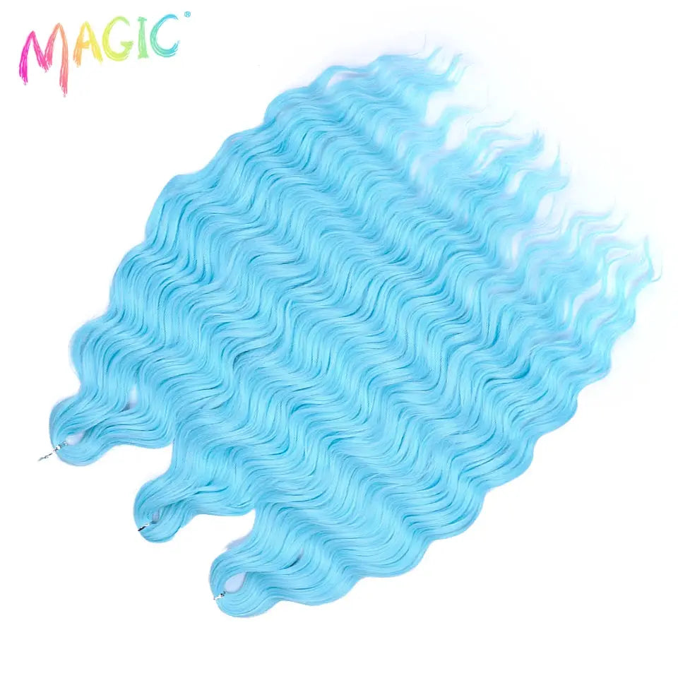 Anna Synthetic Hair 24in water-wave braiding extensions in bright blue Simples Market