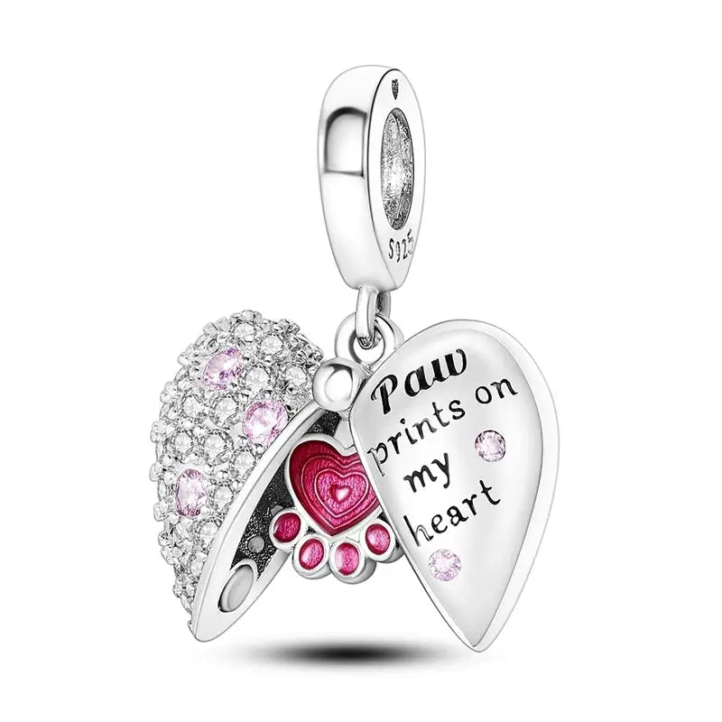 Pink Charms 925 Sterling Silver Heart Bow Perfume Bottle Charms Beads Pendants Fit Bracelet DIY Jewelry Making Women