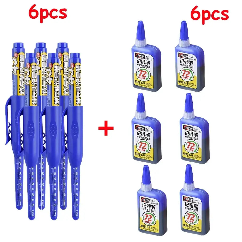 45mm Waterproof Long Head Marker Pen for Deep Hole Marking Tile Carpentry Woodworking Multi Purpose Ink Black Blue Red
