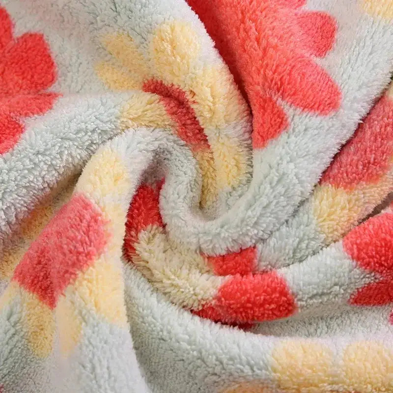 Kitchen cleaning cloths; coral fleece, soft absorbent with sunflower pattern, 30x30 cm