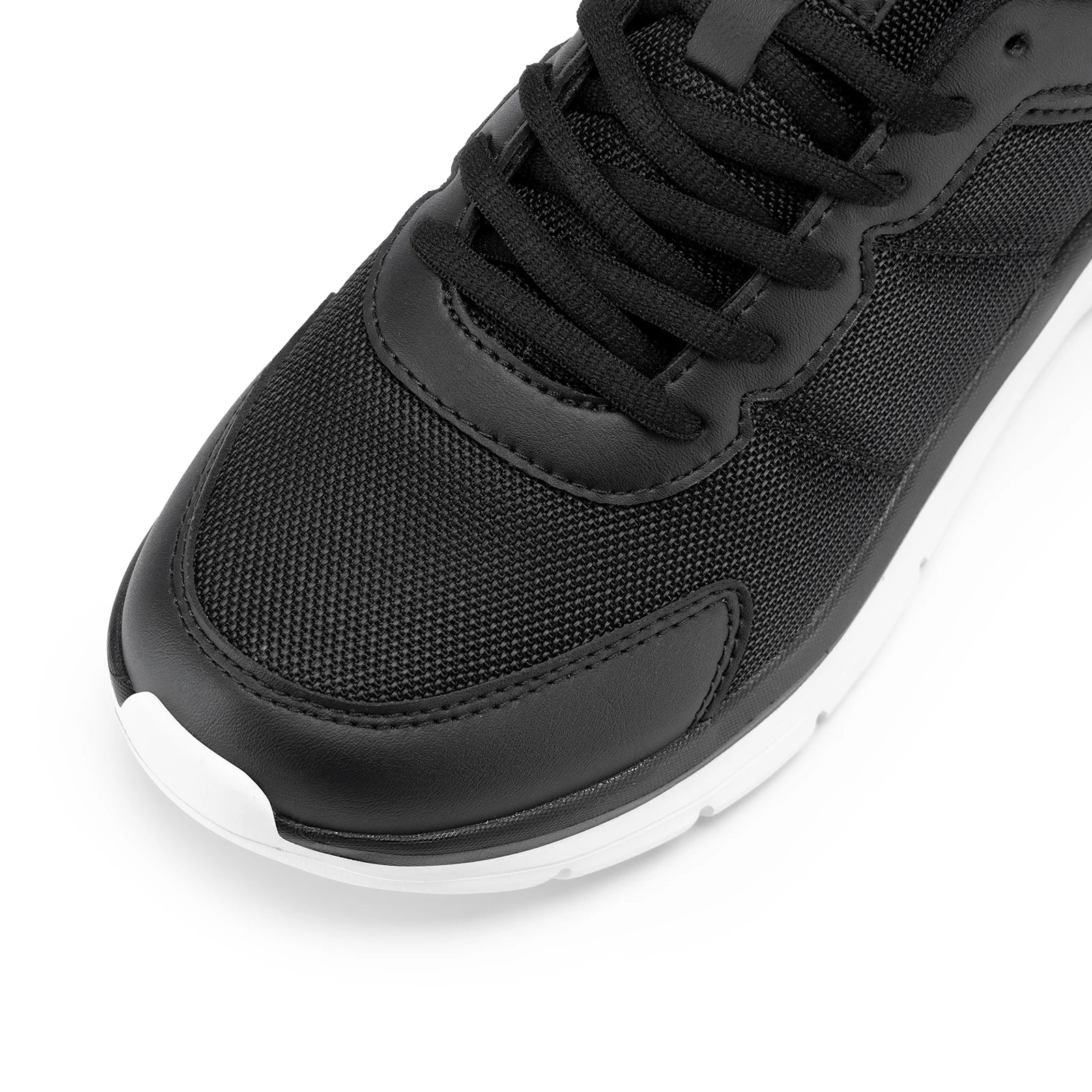 FitVille men's walking shoe with black mesh upper and white sole