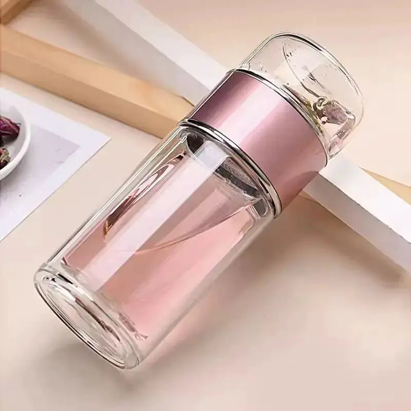 ClearSip 420ml Double Wall Borosilicate Tea Water Bottle Infuser Keeps Tea Fresh And Flavorful On The Go