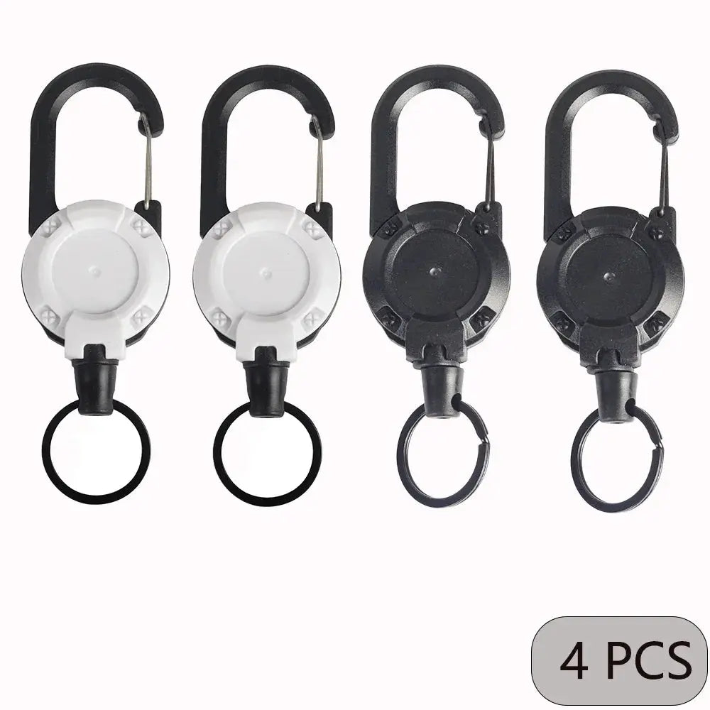 Extendable Retractable Keychain Badge Reels With Carabiner Clip 1 2 4 Pack Heavy Duty For Men Outdoor Bags