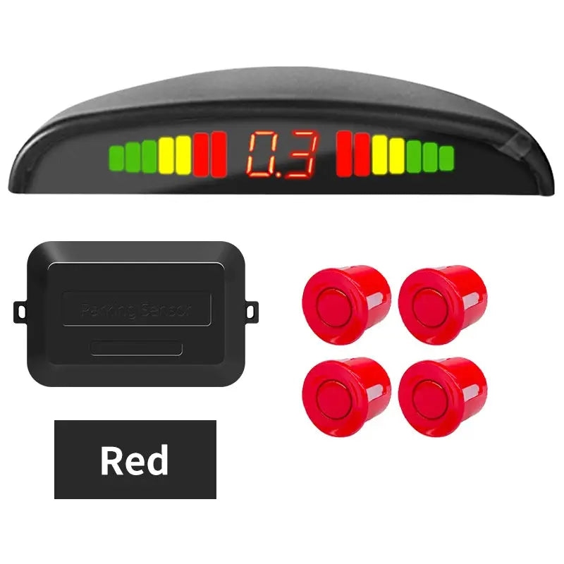 Hippcron car LED parking sensor kit with 4 red sensors and LED indicator display