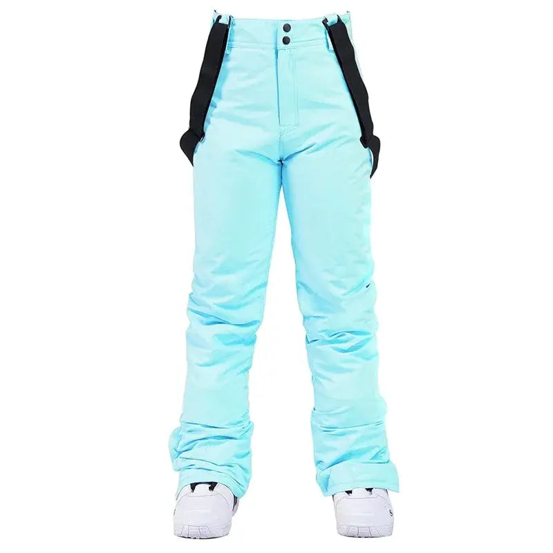 Women Winter Skiing Pants Warm Thick Windproof Waterproof Snowboard Suspender Trousers Plus Size