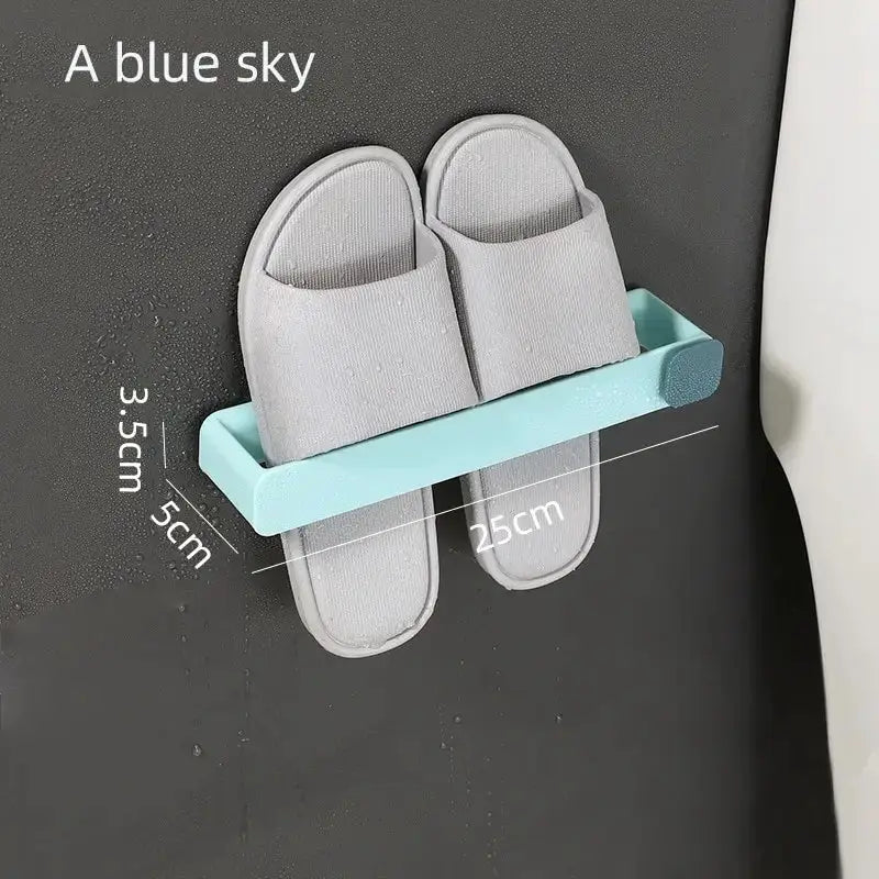 Macarone Bathroom Slipper Shelf Wall Mounted One Piece Shoe Rack Space Saving No Drilling