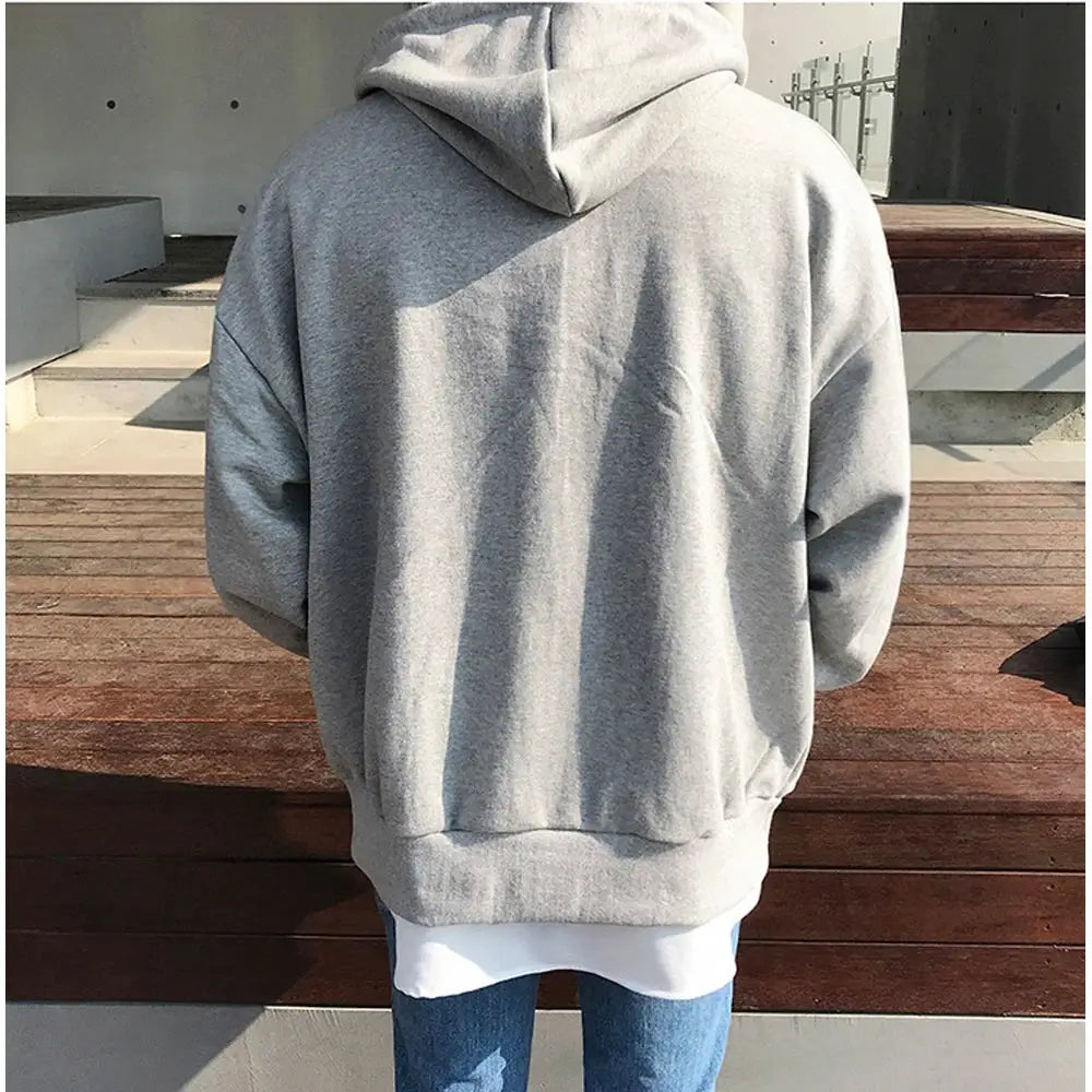Zip-up hoodie, gray, unisex long-sleeve casual sweatshirt