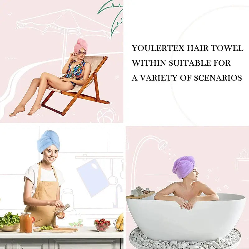 Microfiber Hair Towel Wrap For Women Shower Spa Head Turban Drying Hair Quick Dry Absorbent