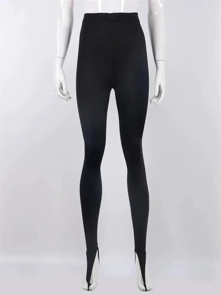 Korean Vogue Winter Black High Waisted Skinny Y2K Glitter Pants For Party Look And Club Wear