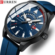 Watch Curren men's blue dial silicone strap with date display