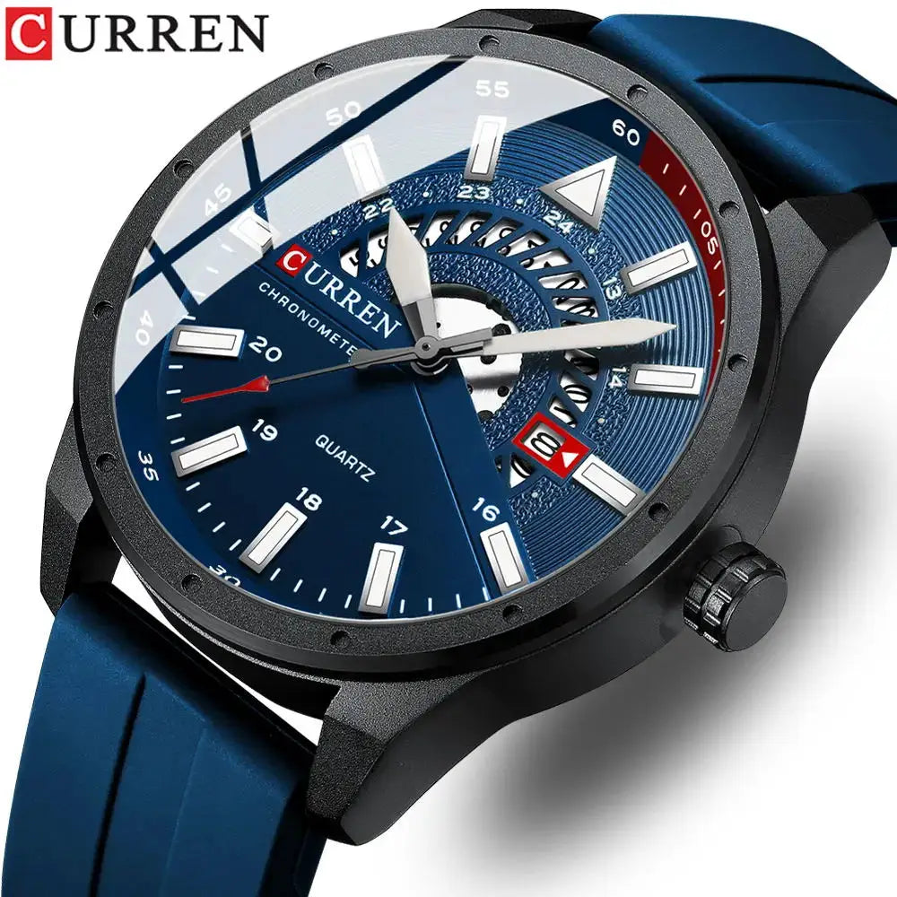 Watch Curren men's blue dial silicone strap with date display