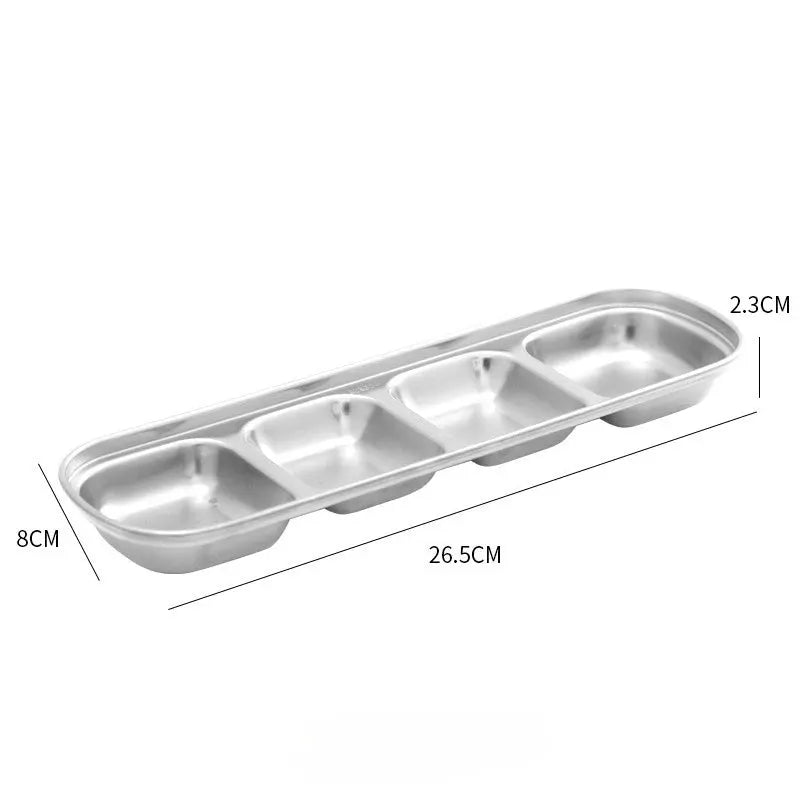 304 Stainless Steel Korean Style Dinner Plate And Gold Dipping Sauce Plate Barbecue Tableware Multi Functional Set